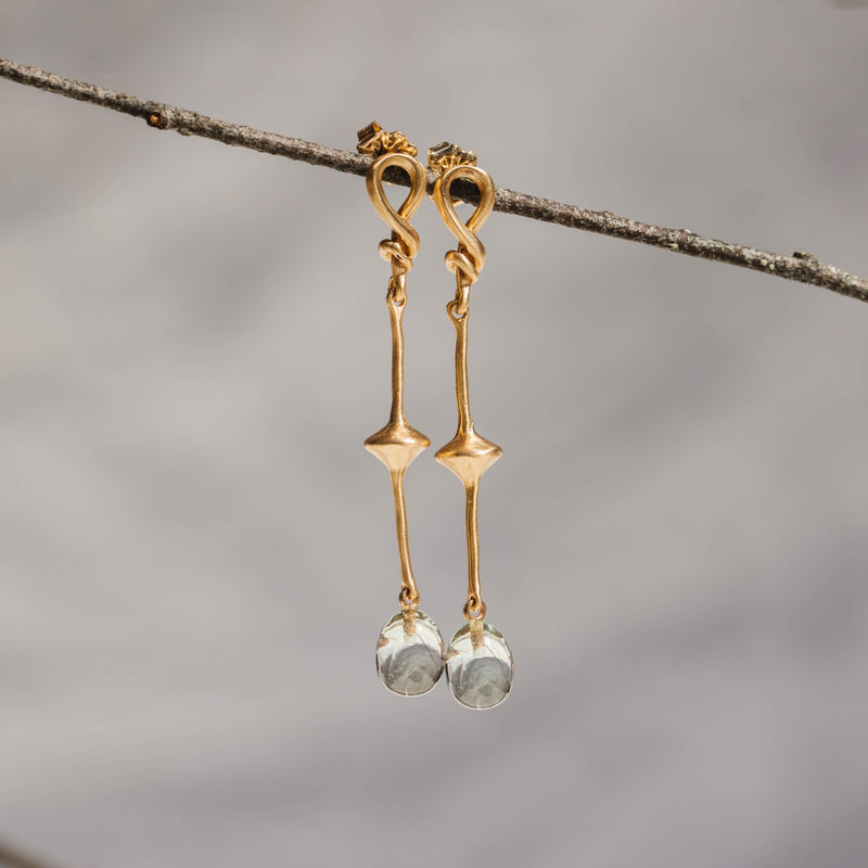 Julie Cohn Bronze knot earrings green amethyst Shop Boston jewelry