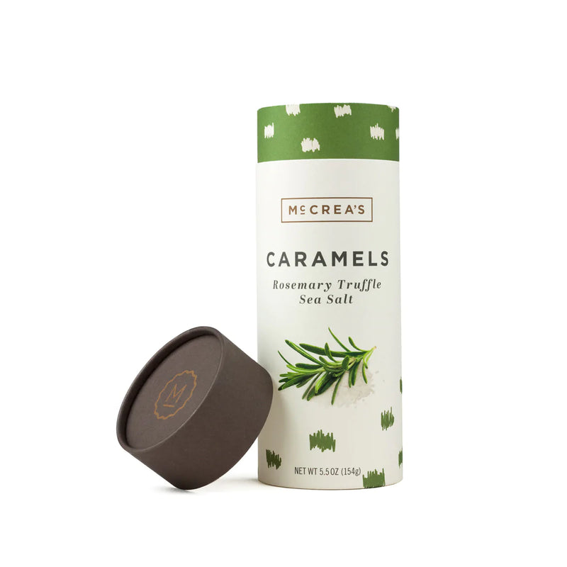 Founded in 2010 and based in Boston, McCrea's Candies uses the finest salts, spirits, and seasonings to produce evocatively-flavored, handcrafted, luxe caramel candies. Rosemary Truffle Sea Salt is complex, herbal aromatics balancing sweet with savory for an incredibly indulgent taste. Shop Boston
