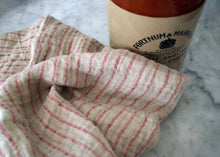 Oversized Striped Linen Hand/Dish Towel - Red